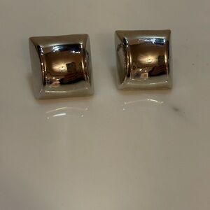 Sterling Silver Square Dome Clip-On Earrings